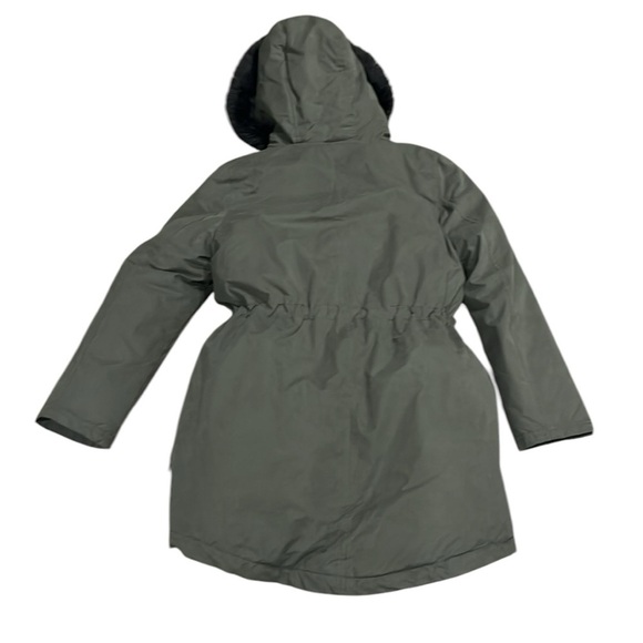 Old Navy olive green parka coat with black faux fur trim hood size size Small - Picture 2 of 13